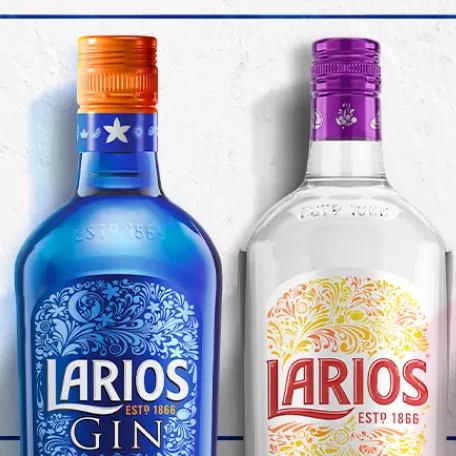 Ranges of bottles of Larios gin