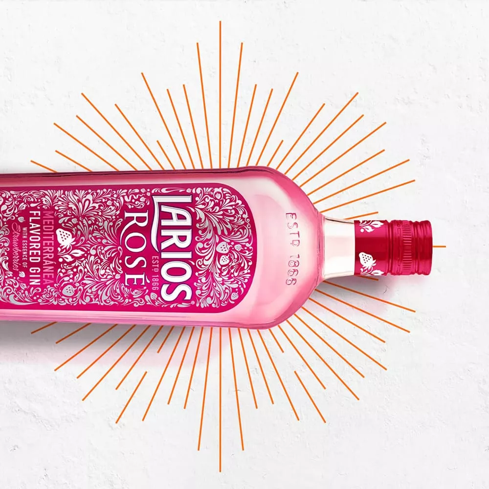 Pink bottle of Larios rose