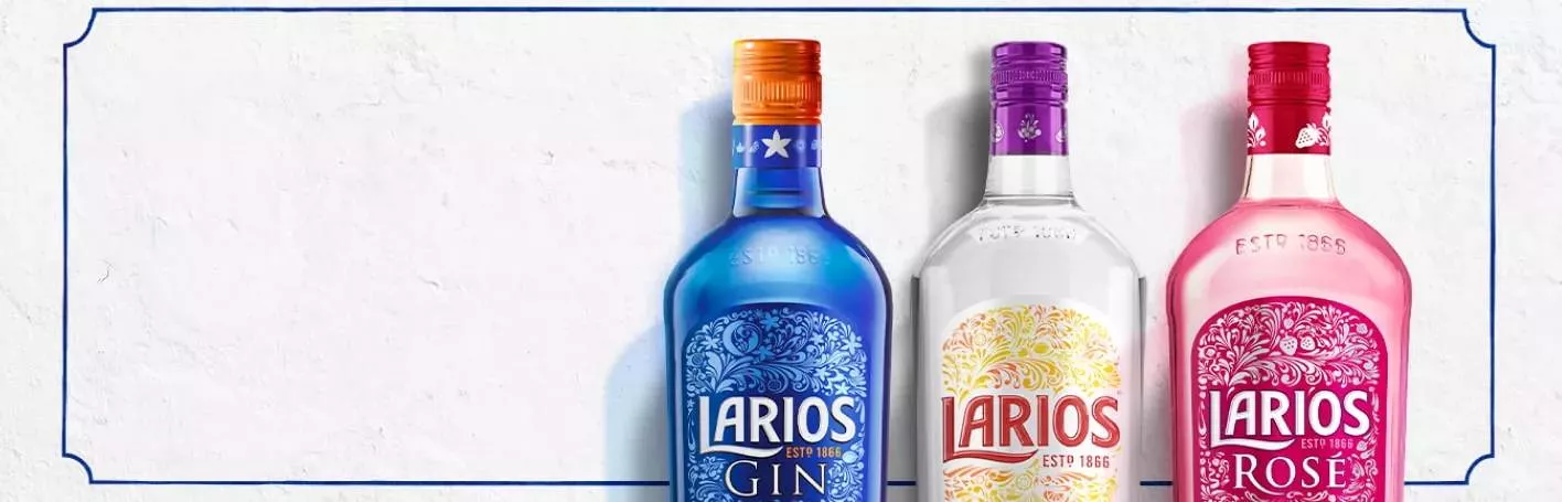 Ranges of bottles of Larios gin